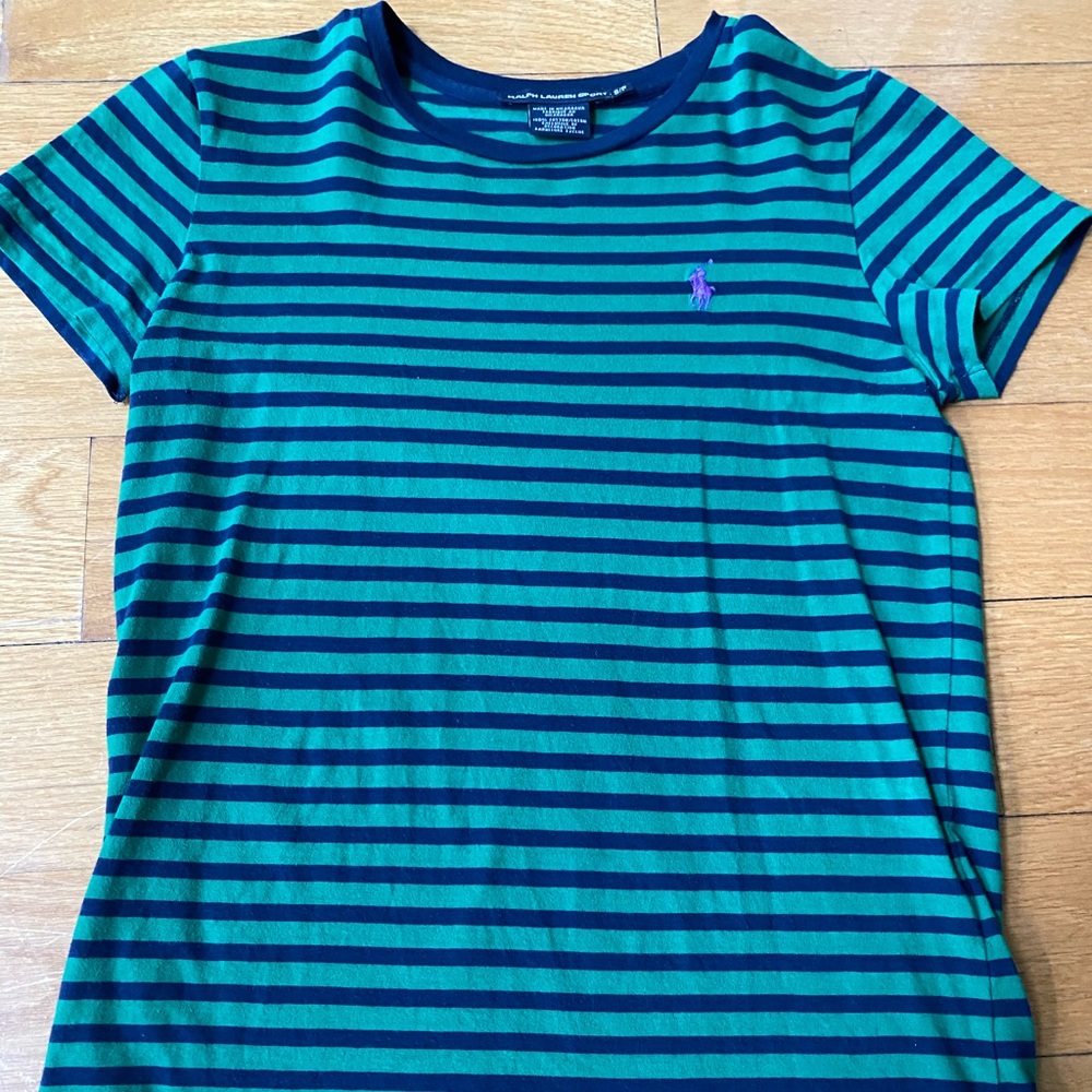 Ralph Lauren Blue and Green Striped T-shirt